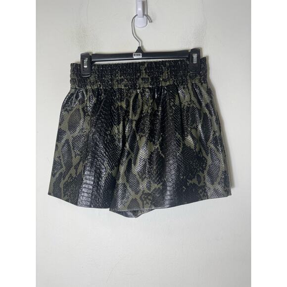 Ramy Brook Faux Snakeskin Shorts Black Olive Green Size Small - Picture 1 of 2